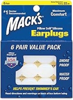 Mack's Mack's Pillow Soft Silicone Earplugs - 6 Pair, Value Pack – The Original Moldable Silicone Putty ... (Pack of 6) 