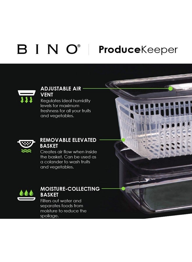 BINO BINO | Produce Saver - 15.2 Cup/3.6L | Fridge Storage Containers for Fruits and Vegetables | Vegetable Storage with Adjustable Air Vent, Removable Basket | BPA-Free Fridge Organizers and Storage - Image 3