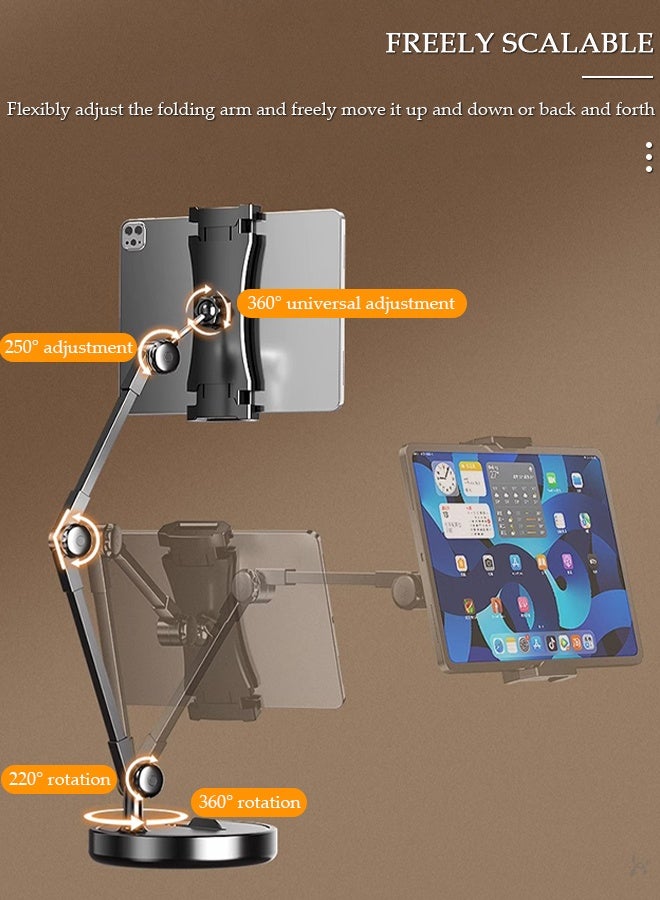 DUNISO Cell Phone Stand for Desk,Adjustable Mobile Phone Stand, Heavy Duty Aluminum Overhead Tripod,Desktop Lifting, Adjustment, Multi-Function Photography, Video Live Broadcasting, and Drama Chasing - Image 2