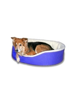 AMICA Luxurious Foam Filled Fabric Round Shape Reversible Dual Soft Bed For Dogs And Cats Export Quality (L, Royal Blue) 
