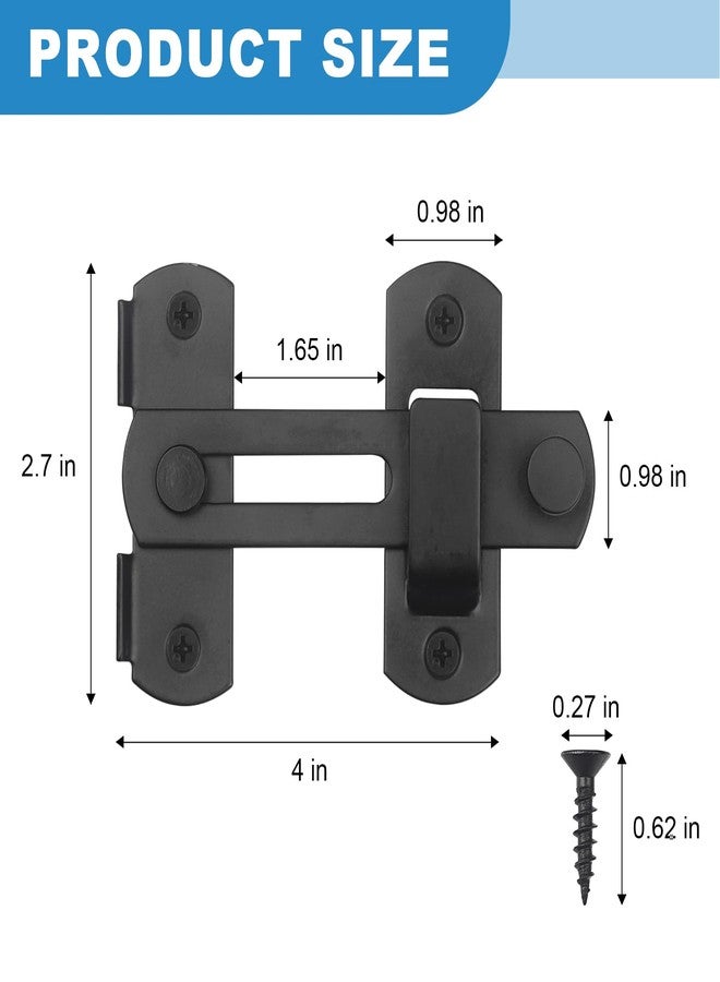 LiStarUs 1 Pack 4 Inch Flip Latch Gate Latches, Matte Black Stainless Steel Safety Door Sliding Locks for Barn Windows Cupboards Wooden Fence Grilles - Image 2
