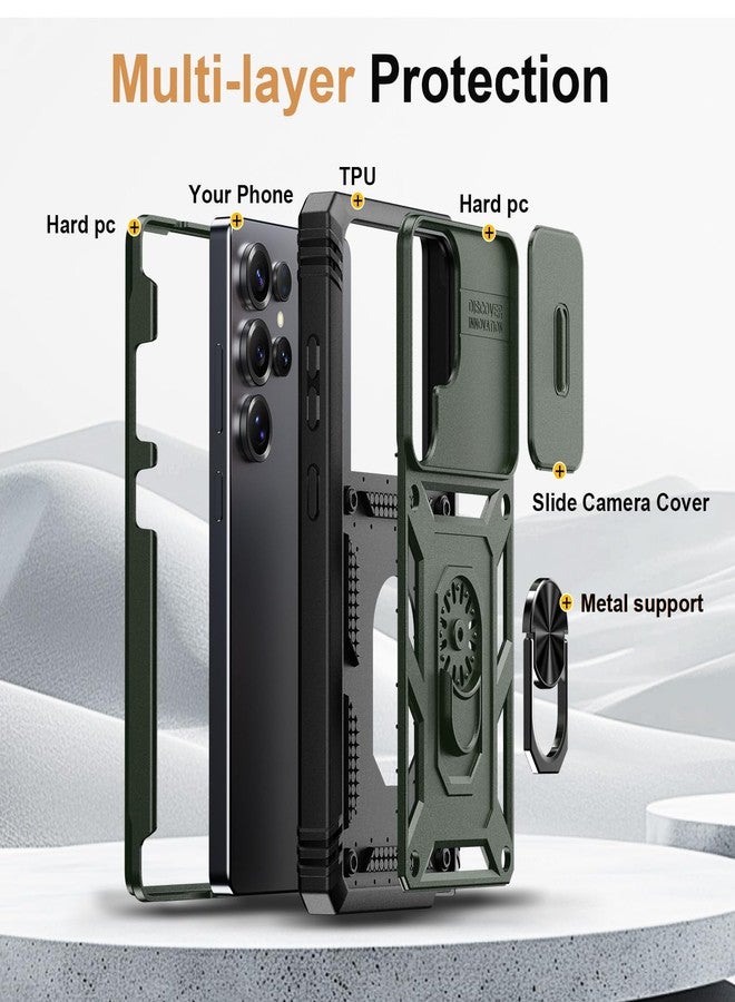 PASNEW Case for Samsung Galaxy A54 5G,Meatl Kickstand & Camera Slide Cover,Military Rugged Heavy Duty Multi-Layer Drop Shockproof Hard Shell A54 Cases,6.4 inch,Army Green - Image 3