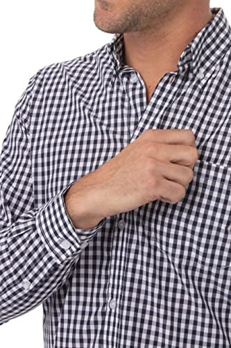 Chef Works Men's Gingham Dress Shirt, Dark Navy Wht Check, XX-Large - Image 2