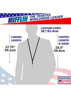MIFFLIN Flat Non-Breakaway Black Lanyards For Id Badges, Comfortable Neck Straps (5 Pack)  - Image 2