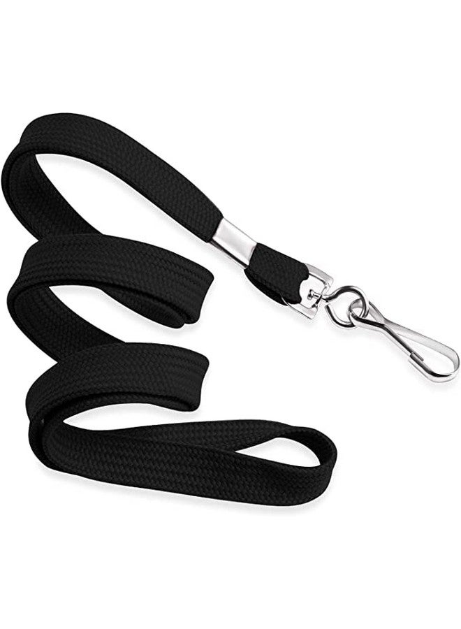 MIFFLIN Flat Non-Breakaway Black Lanyards For Id Badges, Comfortable Neck Straps (5 Pack) - Image 1