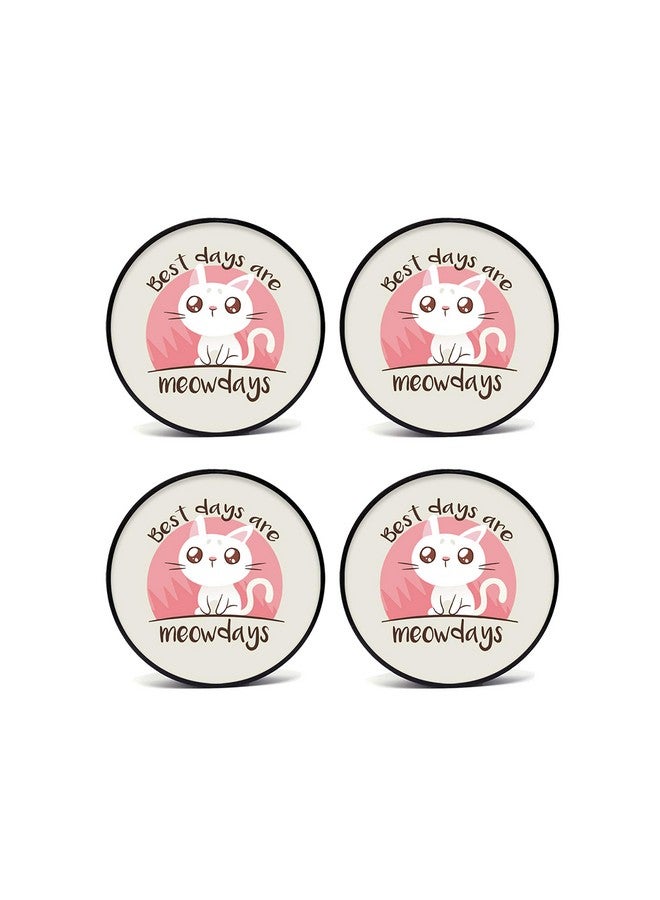 Tinywalk New cat plusy Coaster Wooden Printed Coaster (4X4) inch Set of 4 Pieces - Image 1