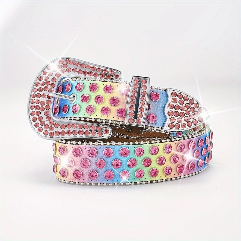 Punk Belt Style Mosaic Rhinestone Sequins Girl Style Rock Men'S And Women'S Belt Fashion Belt - Image 5