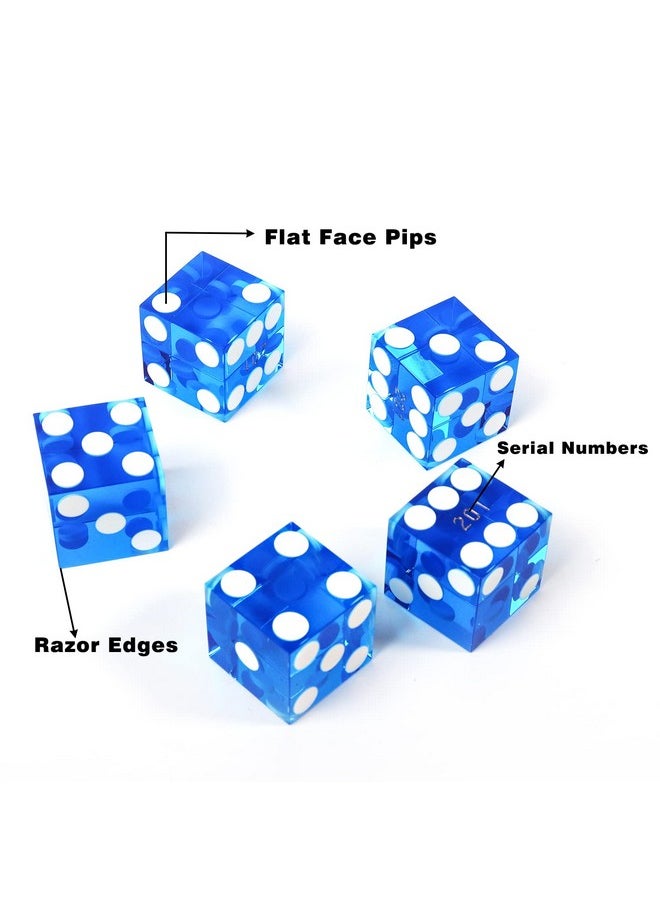 GSE Games & Sports Expert - Casino Dice Game Aaa Grade 19Mm Pro Vegas Casino Style Craps Dice Set Of 5 With Razor Sharp Edges & Matching Serialized Numbers For Rpg, Dice Stacking, Yahtzee Dice Games - Image 1