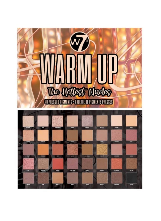 W7 Cosmetics Warm Up Pressed Pigment Palette - 40 High Impact Warm Tone Colours - Flawless Long-Lasting Glam Makeup  - Image 1