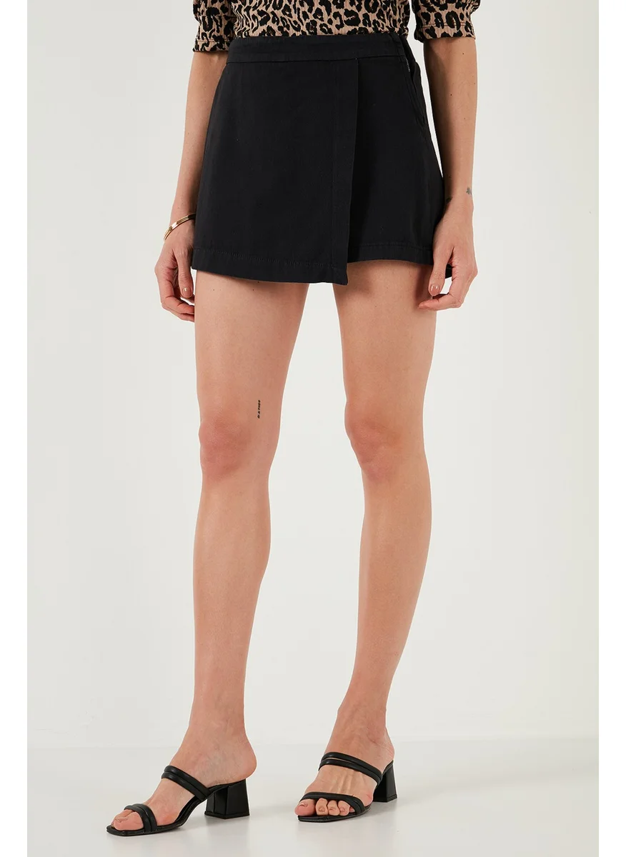 Lela Cotton Zippered Asymmetric Mini Short Skirt Women's Short Skirt 668YP4411