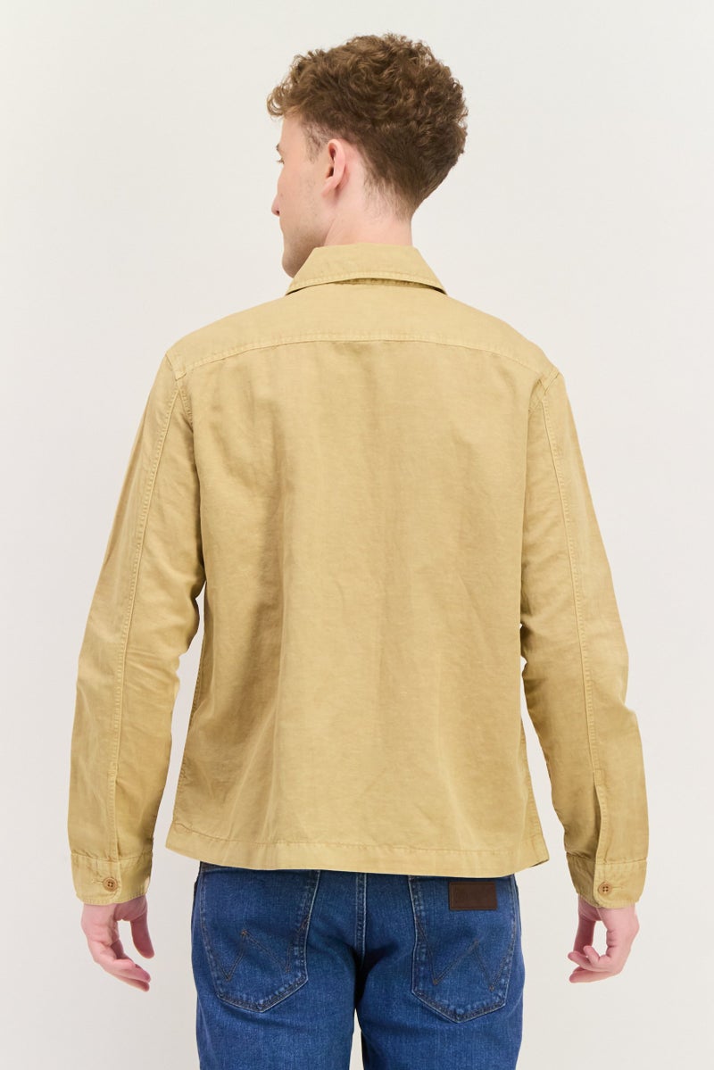 GANT Men Regular Fit Solid Long Sleeves Casual Shirt, Hazelwood Beige - Image 3