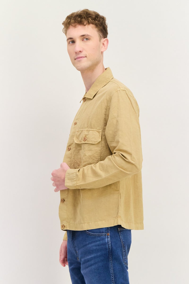 GANT Men Regular Fit Solid Long Sleeves Casual Shirt, Hazelwood Beige - Image 2