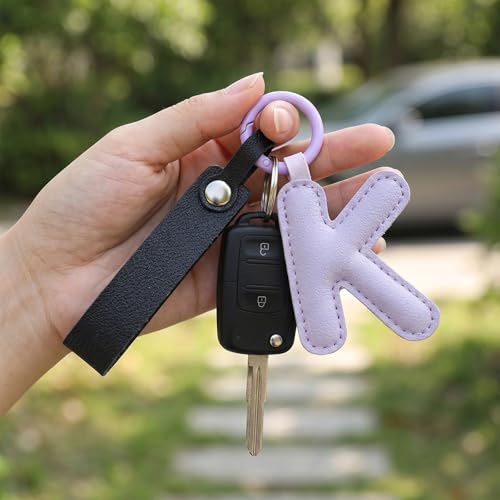Hoheng Initial Keychain Car Keychain for Car Keys Leather Bag Charm Initial Letter Purse Charms Women's Keyrings & Keychains - Image 3