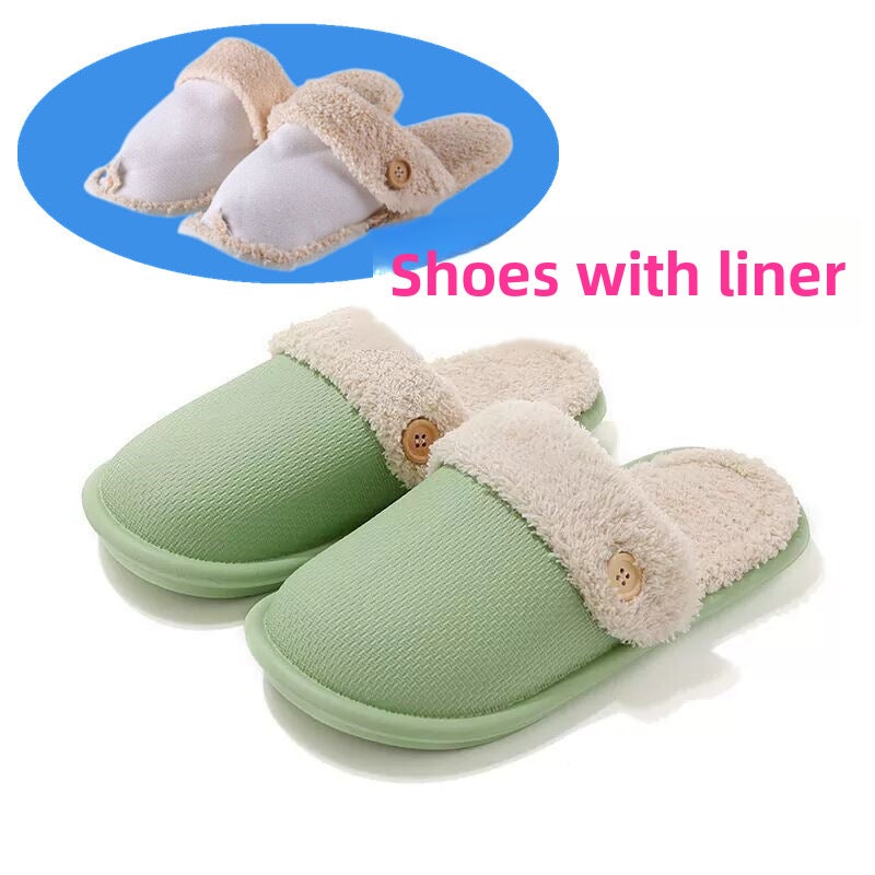 New Autumn Winter Couple Plush Cotton Slippers Green with liner