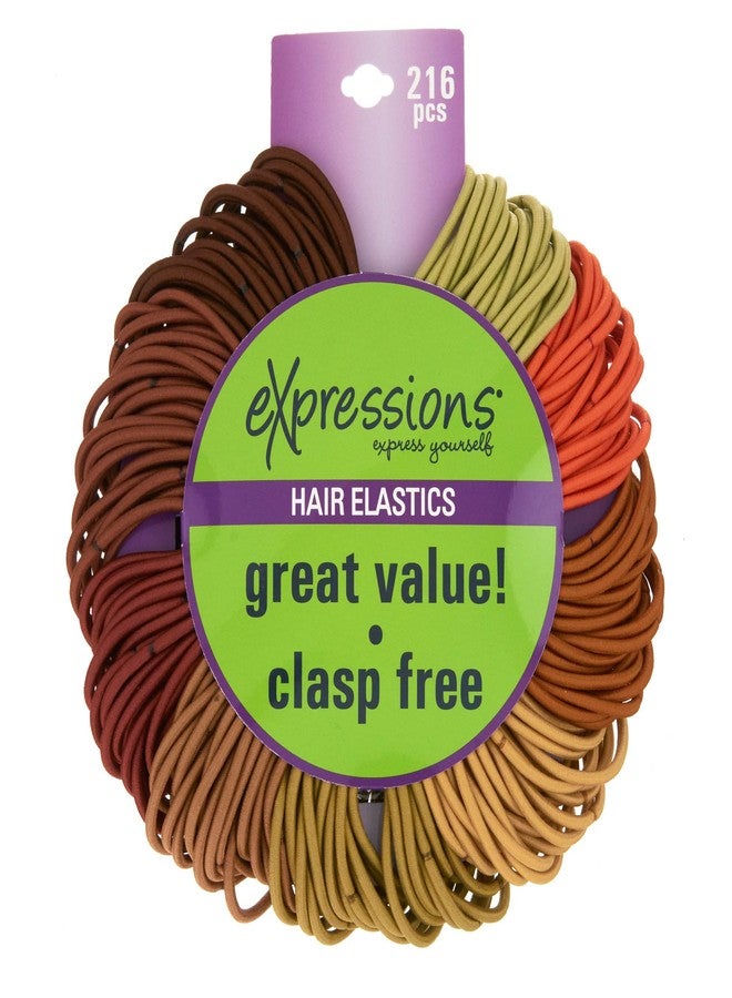 Expressions 216-Piece Elastics Value Pack: 4mm Earth Tones/Neutral Colors Hair Ties, No Metal Ponytail Holders for All Hair Types Including Thick and Curly - Image 3