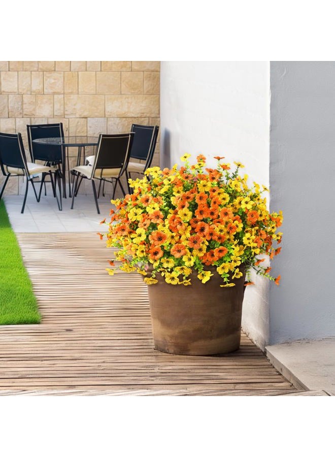 ZFProcess Artificial Faux Plants Flowers Outdoors Spring Decoration, 12 Bundles Faux Silk Colorful Daisy Flowers Look Real UV Resistant No Fade for Garden Porch Window Box Pot Planters Decor(Orange Yellow) - Image 5
