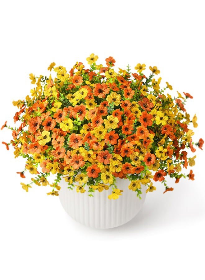 ZFProcess Artificial Faux Plants Flowers Outdoors Spring Decoration, 12 Bundles Faux Silk Colorful Daisy Flowers Look Real UV Resistant No Fade for Garden Porch Window Box Pot Planters Decor(Orange Yellow) - Image 2