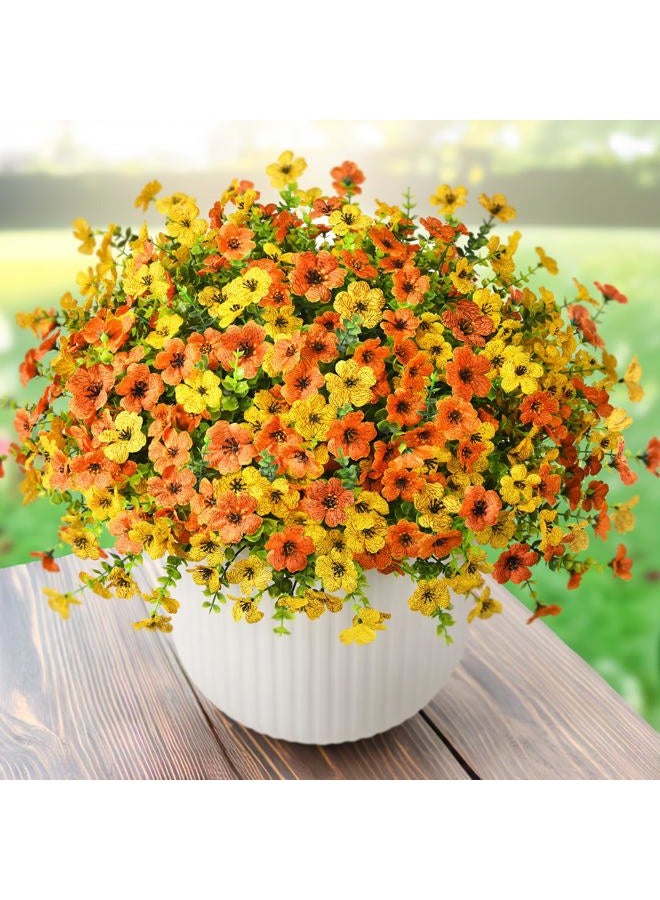 ZFProcess Artificial Faux Plants Flowers Outdoors Spring Decoration, 12 Bundles Faux Silk Colorful Daisy Flowers Look Real UV Resistant No Fade for Garden Porch Window Box Pot Planters Decor(Orange Yellow) - Image 1