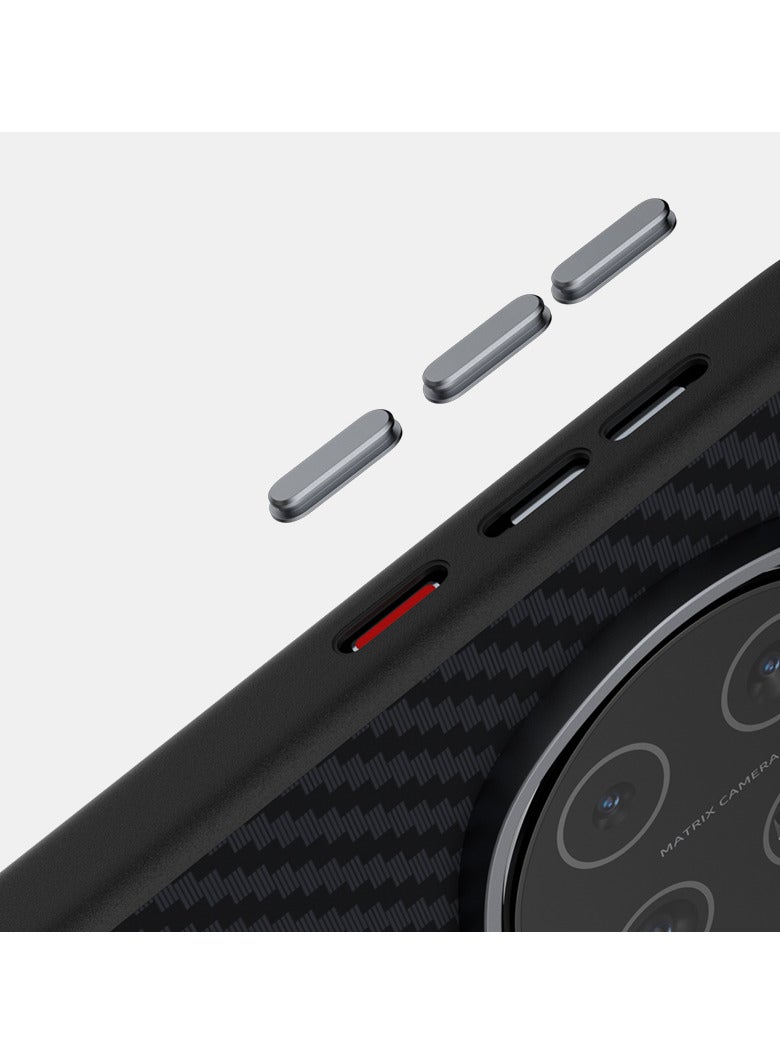 أبيل جراب هاتف مغناطيسي فاخر من ألياف الكربون غير اللامع لهاتف هونر ماجيك 7 برو مع شحن لاسلكي وغطاء خلفي مقاوم للصدمات - أسود - Image 4