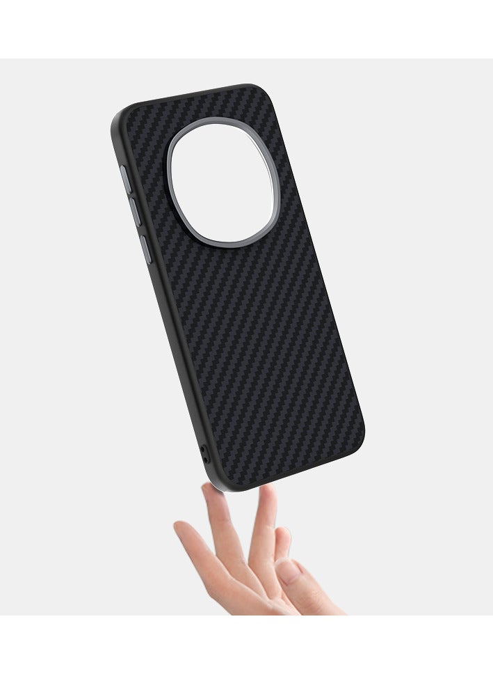 أبيل جراب هاتف مغناطيسي فاخر من ألياف الكربون غير اللامع لهاتف هونر ماجيك 7 برو مع شحن لاسلكي وغطاء خلفي مقاوم للصدمات - أسود - Image 2