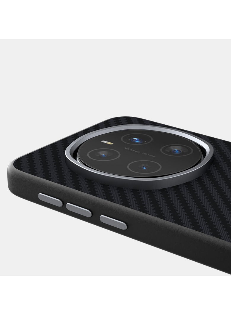 أبيل جراب هاتف مغناطيسي فاخر من ألياف الكربون غير اللامع لهاتف هونر ماجيك 7 برو مع شحن لاسلكي وغطاء خلفي مقاوم للصدمات - أسود - Image 5