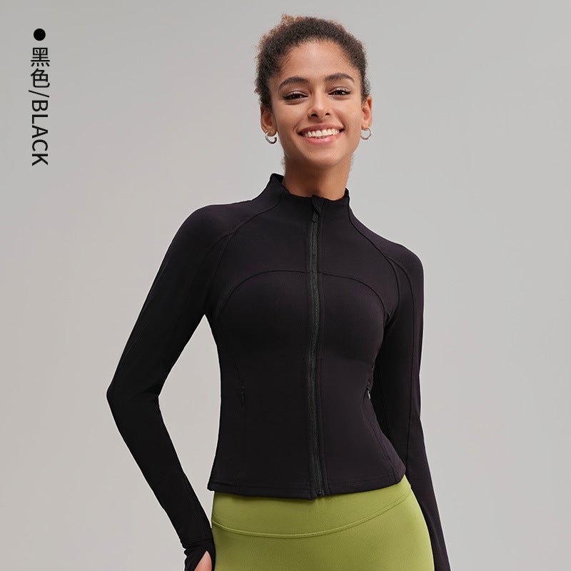 اسم المحتوى ناريلا NUF Seamless Yoga Top Slim Fit Stand Collar Crop Jacket Black black