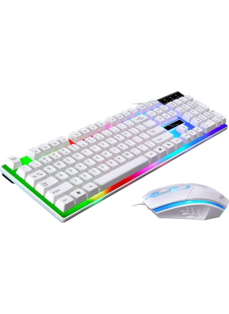 KUYING Gaming Keyboard and Mouse Set, LED Backlit Mechanical Feel Business Office Keyboard Colorful Breathing Backlit Gaming Mouse for Working or Primer Gaming,Office Device  - Image 1