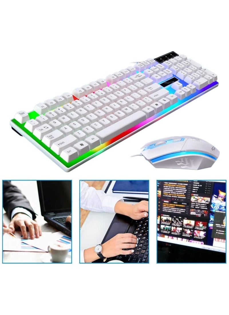 KUYING Gaming Keyboard and Mouse Set, LED Backlit Mechanical Feel Business Office Keyboard Colorful Breathing Backlit Gaming Mouse for Working or Primer Gaming,Office Device  - Image 2