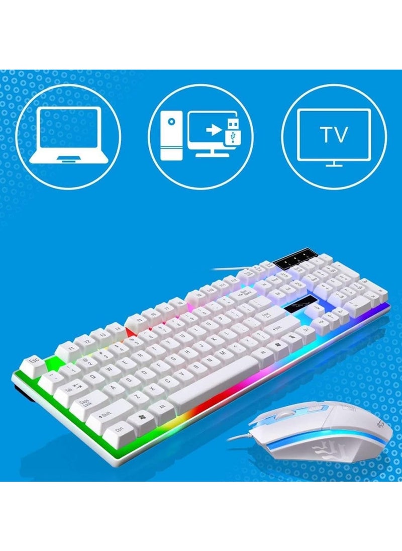 KUYING Gaming Keyboard and Mouse Set, LED Backlit Mechanical Feel Business Office Keyboard Colorful Breathing Backlit Gaming Mouse for Working or Primer Gaming,Office Device  - Image 3