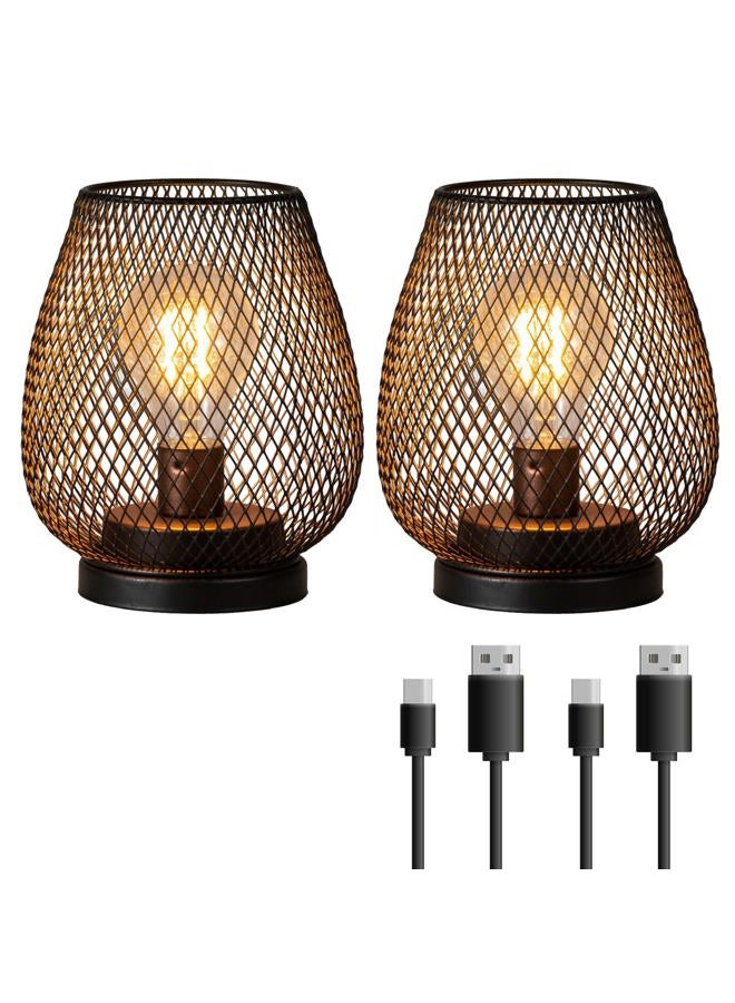 NEEDOMO 2 Pack Rechargeable Lamp Outdoor Table Lantern, Cordless Table Lantern with Timer Mode, Vintage Decorative Lights Cordless Lamp Indoor Outdoor Patio Bedroom Living Room with LED Bulb - Image 1