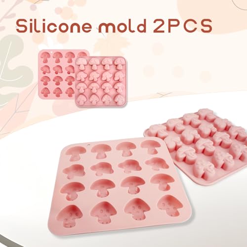 EQUNROY 2PCS Mushroom Silicone Mold - 16 Cavity 3D Cute Mushroom Gummy Molds for Chocolate Candy Soap Resin - Fondant Gummy Cookie Candle DIY Crafts - Image 3