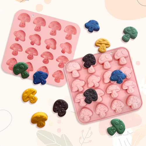EQUNROY 2PCS Mushroom Silicone Mold - 16 Cavity 3D Cute Mushroom Gummy Molds for Chocolate Candy Soap Resin - Fondant Gummy Cookie Candle DIY Crafts - Image 5
