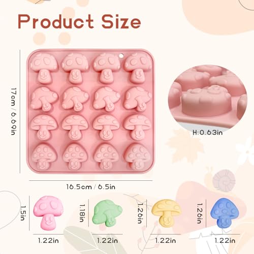 EQUNROY 2PCS Mushroom Silicone Mold - 16 Cavity 3D Cute Mushroom Gummy Molds for Chocolate Candy Soap Resin - Fondant Gummy Cookie Candle DIY Crafts - Image 2