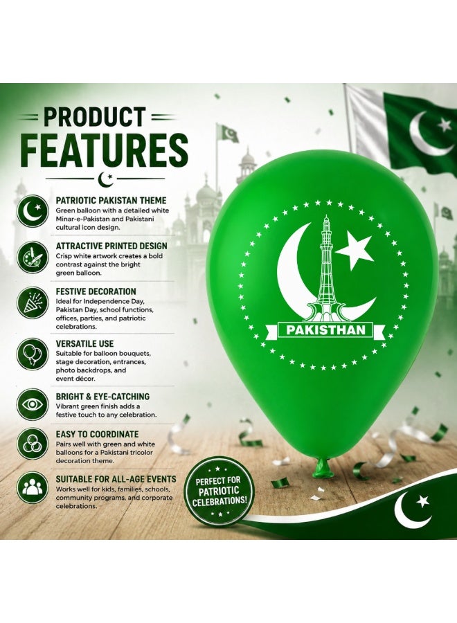 Pakistan Independence Day Latex Balloons - Ideal for Decorating Parties, Schools, and Celebrations - Perfect Souvenir and Party Favor for Independence Day - Image 5