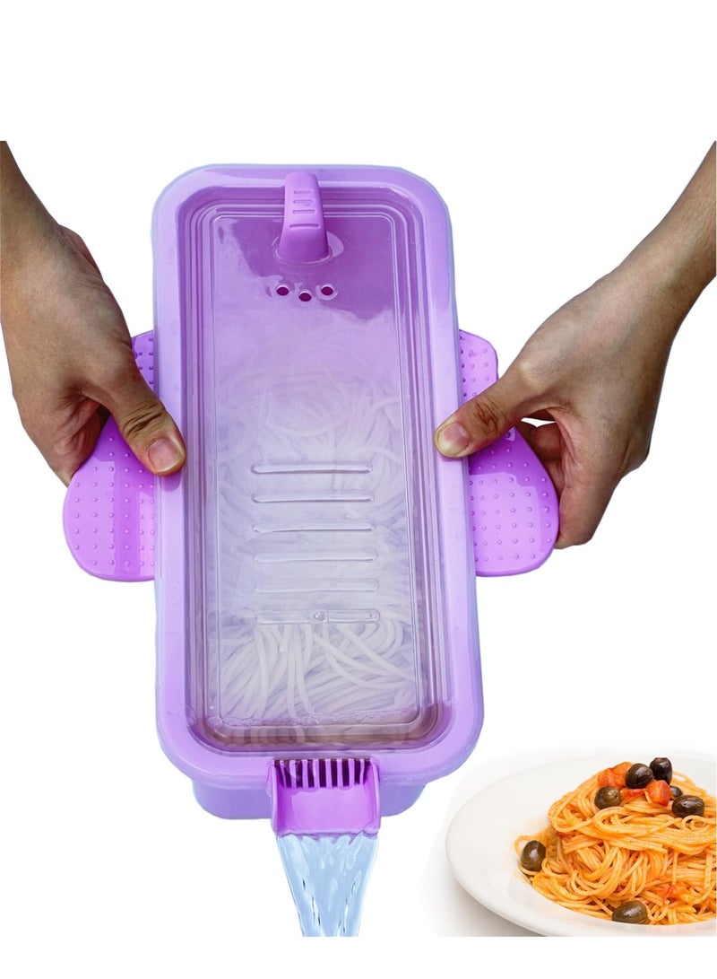 Zikra Microwave Pasta Container Cooker, Noodles Cooker with Strainer. Quickly Cooks up to 4 Servings Pasta, Cute Elephant-Shaped Multifunctional Cooker 2000ML / 68OZ(Purple) - Image 1