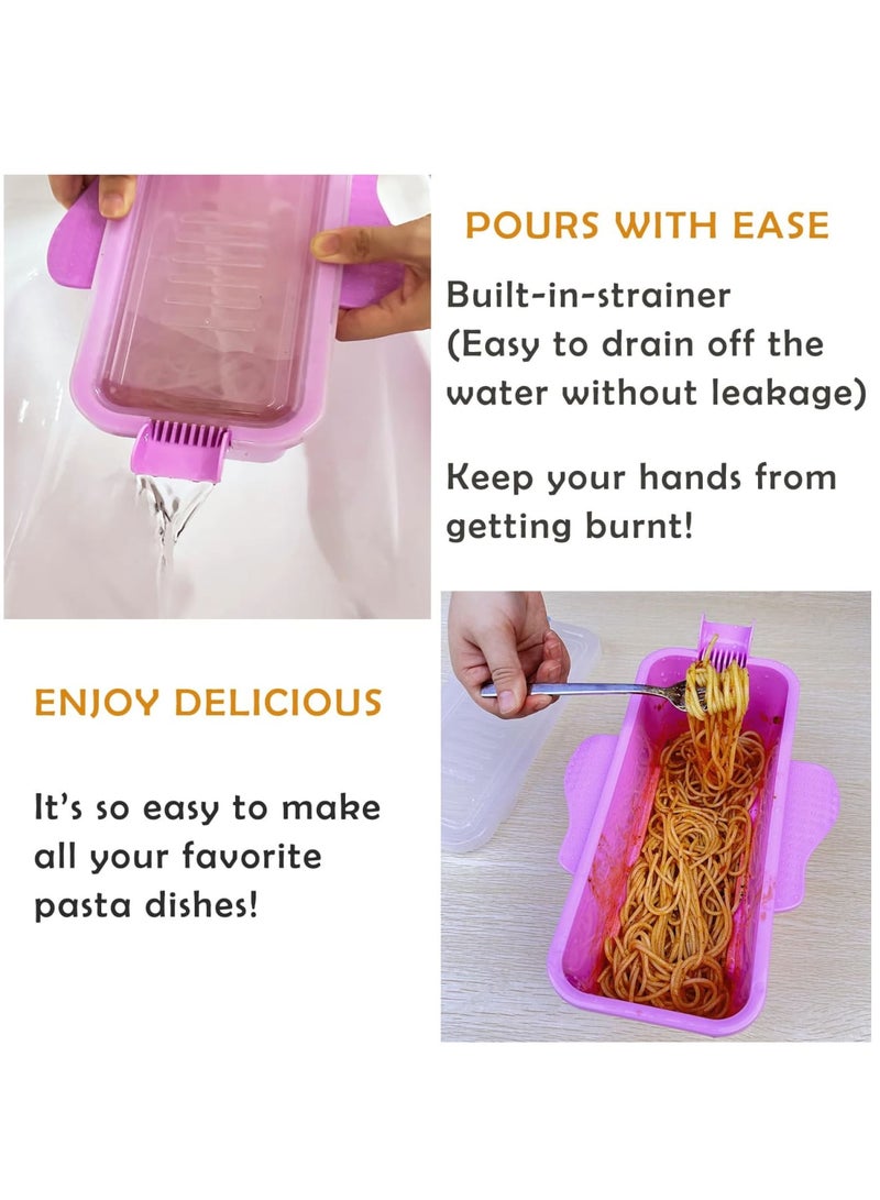 Zikra Microwave Pasta Container Cooker, Noodles Cooker with Strainer. Quickly Cooks up to 4 Servings Pasta, Cute Elephant-Shaped Multifunctional Cooker 2000ML / 68OZ(Purple) - Image 5