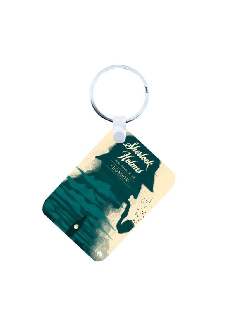 Sherlock Holmes Printed Keychain Green/Beige