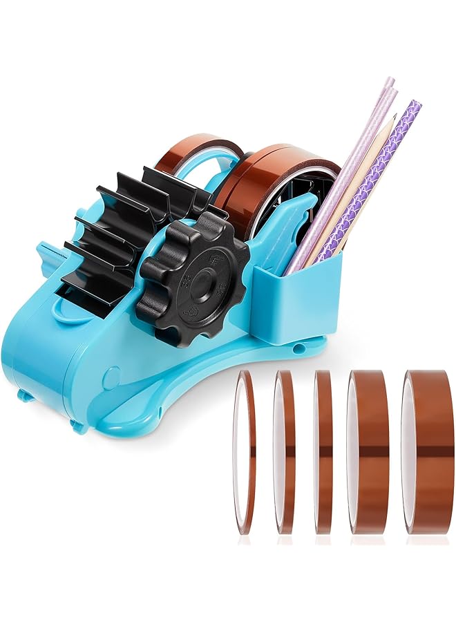 erorex Multiple Roll Cut Heat Tape Cut Dispenser Heat Resistant Sublimation Desk Tape Dispenser With 5 Pieces High Temp Tape Multi Size Heat Press Tape For Industrial Use Solder Blue - Image 1