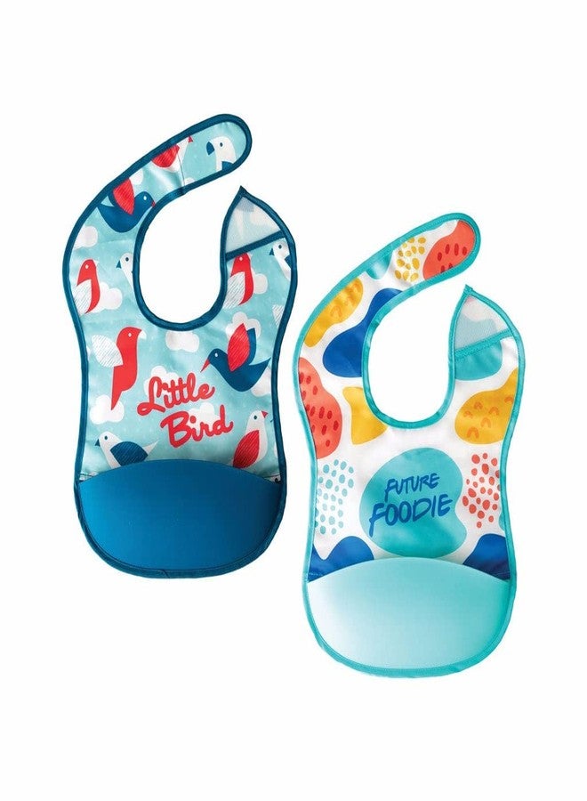 Tiny Twinkle Silicone Pocket Bib 2-Pack - Baby & Toddler Waterproof bib with Silicone Pocket, 6-24 Months (Little, Foodie, 2 Pack) - Image 1