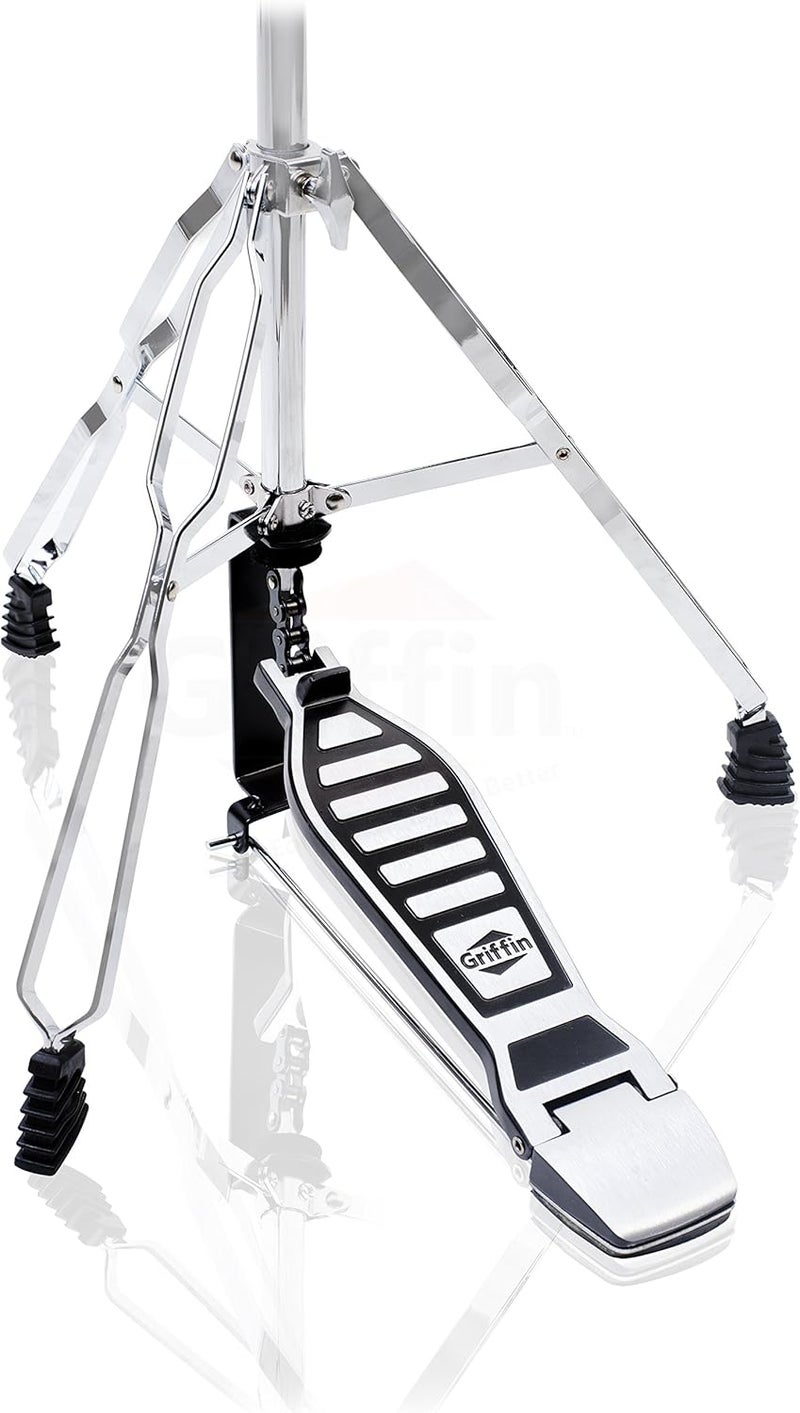 Griffin Hi-Hat Stand (ChromeElite Edition) – Drum Hardware with Pull Chain Pedal, Adjustable HiHat Mount & Double Braced Legs for Drummers - Image 1
