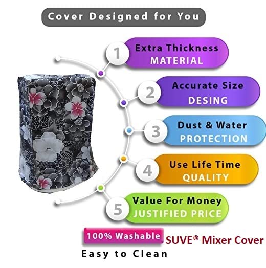 SUVE® Mixer Grinder Cover for Preethi Blue Leaf, Prestige Iris, Preethi Zodiac, Lifelong Power Pro 500-Watt, Bajaj Rex 500-Watt (Multicolour), for Major Mixer Grinders. - Image 3
