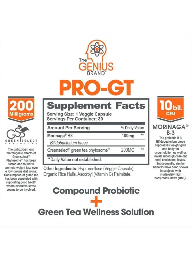 The Genius Brand Genius Probiotics for Weight Loss with Green Tea Extract - Fat Burner Supplement & Digestive Health Pills for Bloating Relief for Women & Men - Shelf Stable Probiotic Metabolism Booster - 30 Servings - Image 2