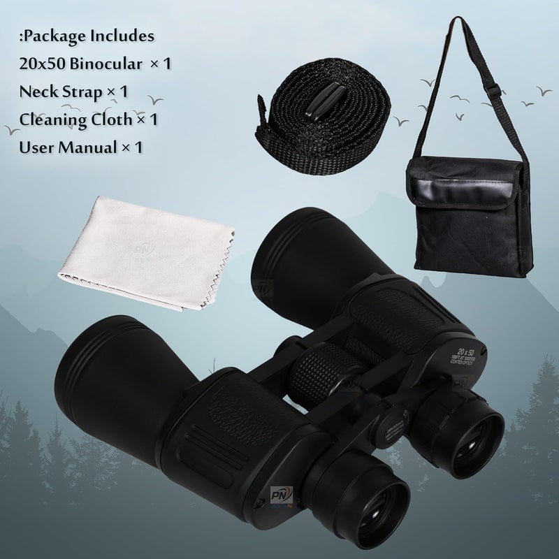 PN AVAN Power View Zoom 20x50 Super High-Powered Surveillance Binocular168FT/1000 YDS for Adults, Powerful Waterproof & Fogproof, for Hunting, Birdwatching, and Outdoor Activites, (Black Color) - Image 2