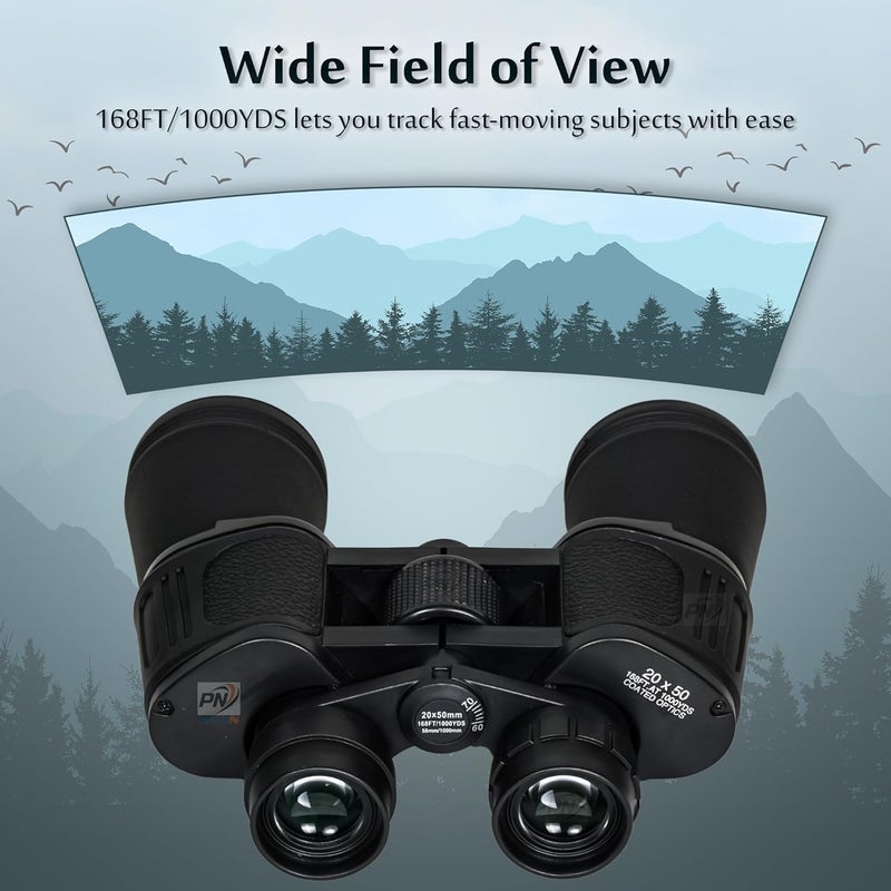 PN AVAN Power View Zoom 20x50 Super High-Powered Surveillance Binocular168FT/1000 YDS for Adults, Powerful Waterproof & Fogproof, for Hunting, Birdwatching, and Outdoor Activites, (Black Color) - Image 3