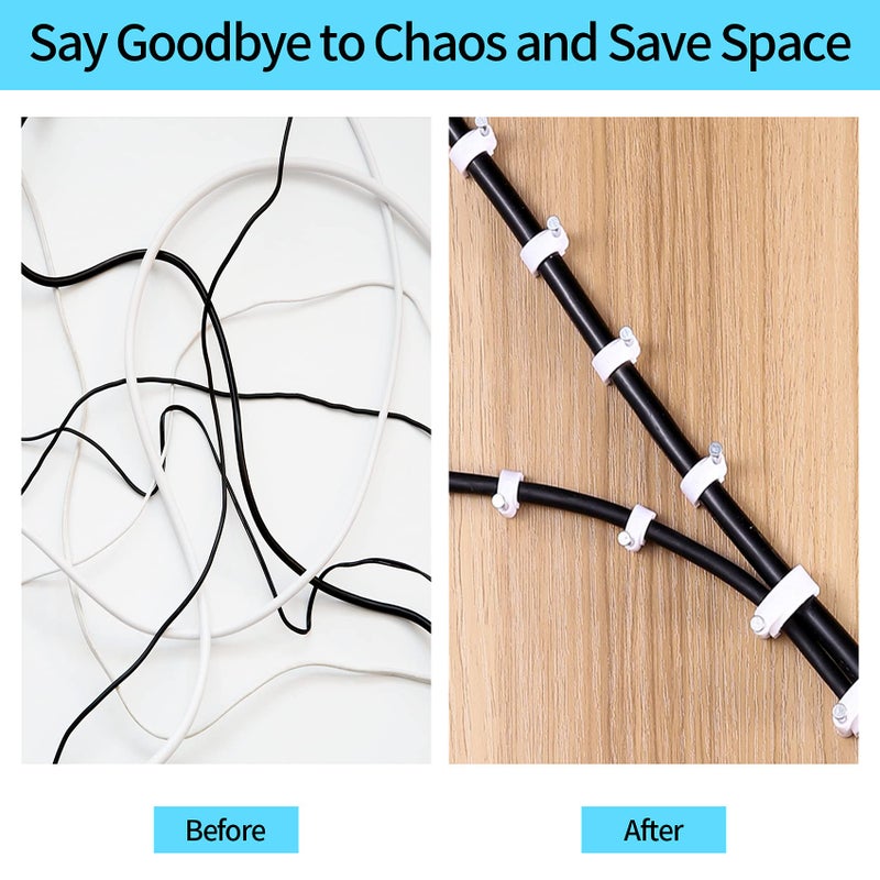 Abnii Cable Clips, 400 Pcs, 4mm 6mm 8mm 10mm, Wire Wall Clips with Steel Nails, Ethernet Cable Clips, Cable Tacks Coax Cable Clips, RG6 RG59 CAT6 RJ45 Cable Cord Clips, Whiteâ€¦ - Image 3