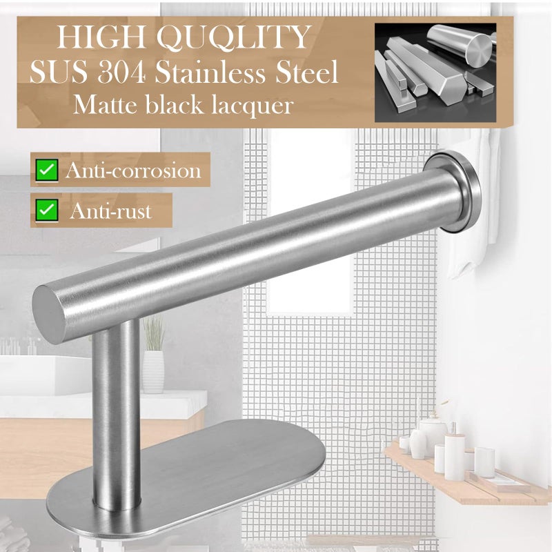 JOPOFI Toilet Paper Holder - Self Adhesive Toilet Paper Holder Wall Mount for Bathroom  SUS 304 Stainless Steel Command Strip Toilet Paper Roll Holder Stick On  No Drilling - Brushed Nickel(2 Pcs) - Image 2