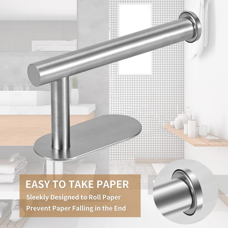 JOPOFI Toilet Paper Holder - Self Adhesive Toilet Paper Holder Wall Mount for Bathroom  SUS 304 Stainless Steel Command Strip Toilet Paper Roll Holder Stick On  No Drilling - Brushed Nickel(2 Pcs) - Image 3
