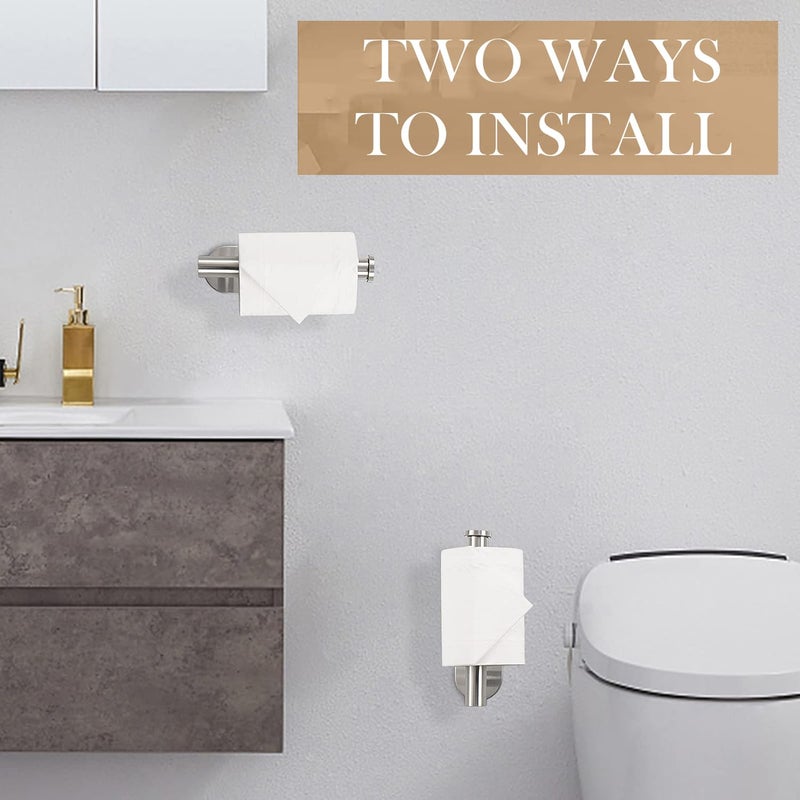 JOPOFI Toilet Paper Holder - Self Adhesive Toilet Paper Holder Wall Mount for Bathroom  SUS 304 Stainless Steel Command Strip Toilet Paper Roll Holder Stick On  No Drilling - Brushed Nickel(2 Pcs) - Image 5