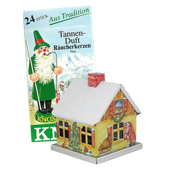 Knox Chalet House 25 x 5 Inch Metal Christmas Incense Smoker Figurine with Incense Cones
