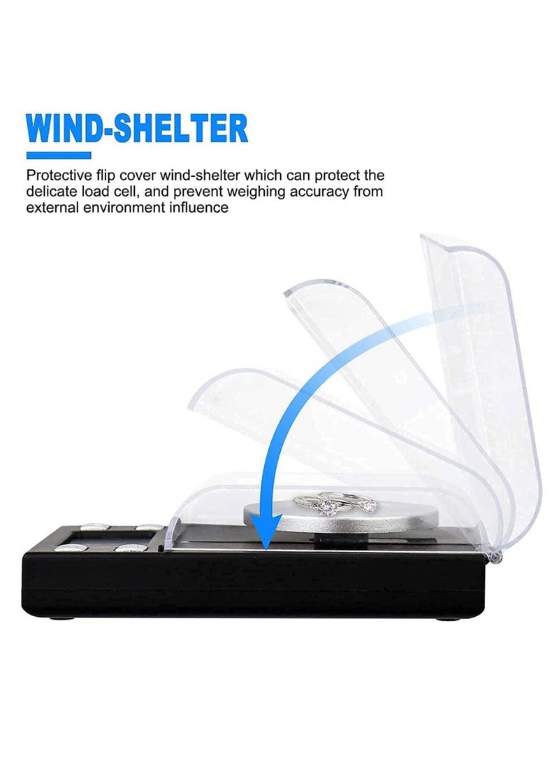 Captaintech Multi-functional Precision Scale, Precision Mini Milligram Scale for Powder Medicine Jewelry Gem Lab with Weights LCD Display Powder Scoop (50g/0.001g) - Image 4